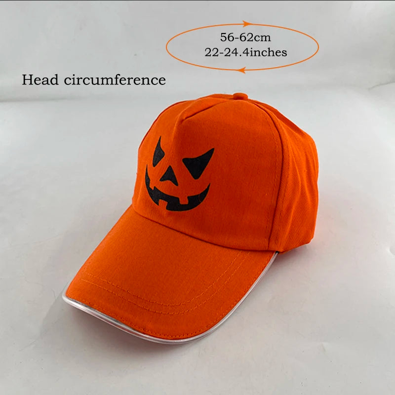 LED Light up Baseball Hat Flashing Glow Rave Party Cap Halloween trick or treat funny Pumpkin hat for man women cosplay costume