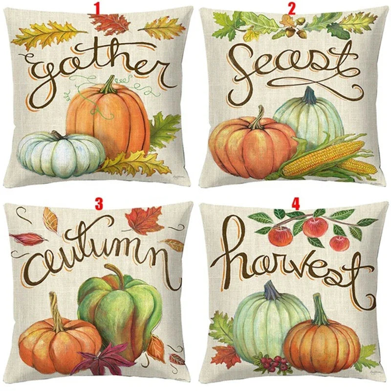 Halloween Pumpkin Linen Cushion Cover