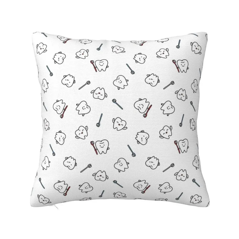 Custom Kawaii Tooth Fairy Pattern Teeth Pillow Case Care Dental Health Chair Cushion Cover Square Pillowcase