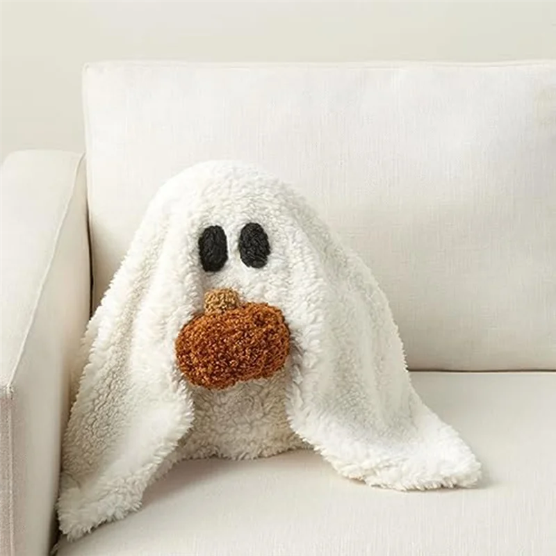 Ghost with Pumpkin Plush Pillow