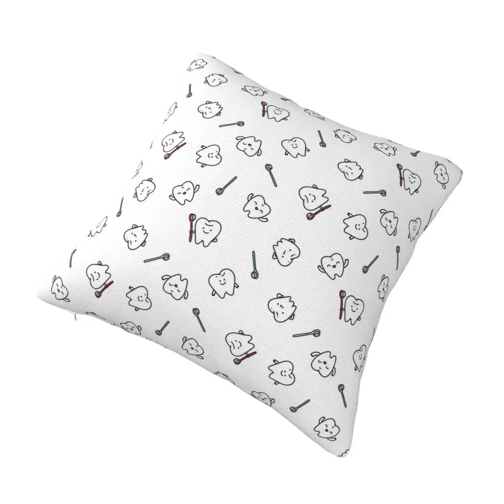 Custom Kawaii Tooth Fairy Pattern Teeth Pillow Case Care Dental Health Chair Cushion Cover Square Pillowcase