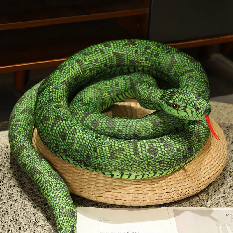 Realistic Plush Python Snake Pillow for Home Decor