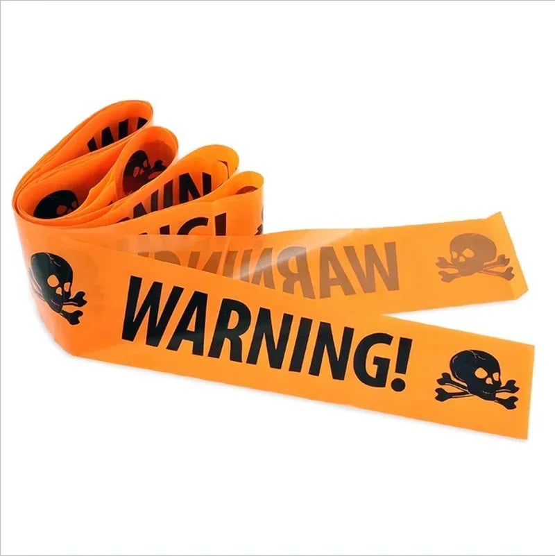 Halloween Isolation Warning Strip Scene Decoration Props Halloween Europe and The United States Skull Decoration Warning Strip