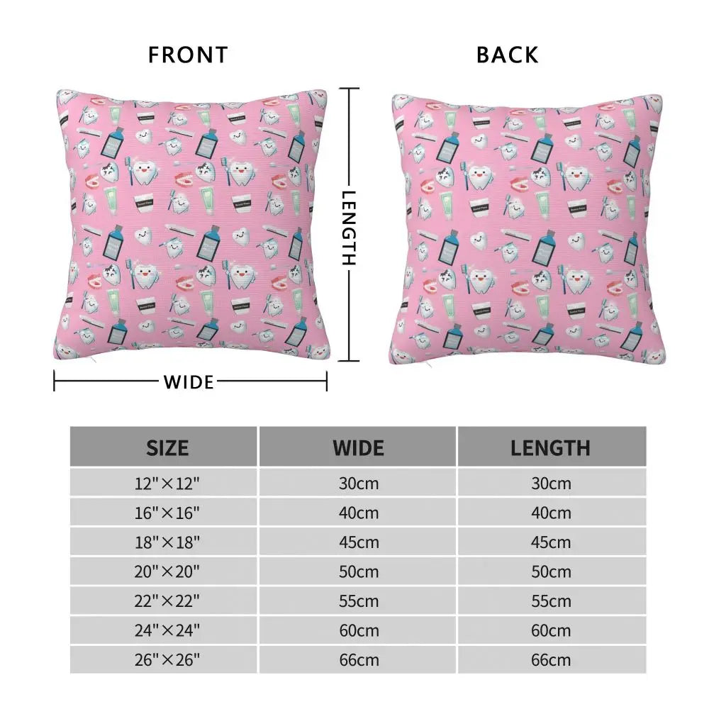 Custom Kawaii Tooth Fairy Pattern Teeth Pillow Case Care Dental Health Chair Cushion Cover Square Pillowcase