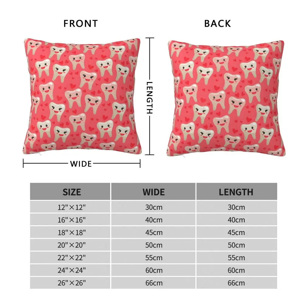 Custom Kawaii Tooth Fairy Pattern Teeth Pillow Case Care Dental Health Chair Cushion Cover Square Pillowcase