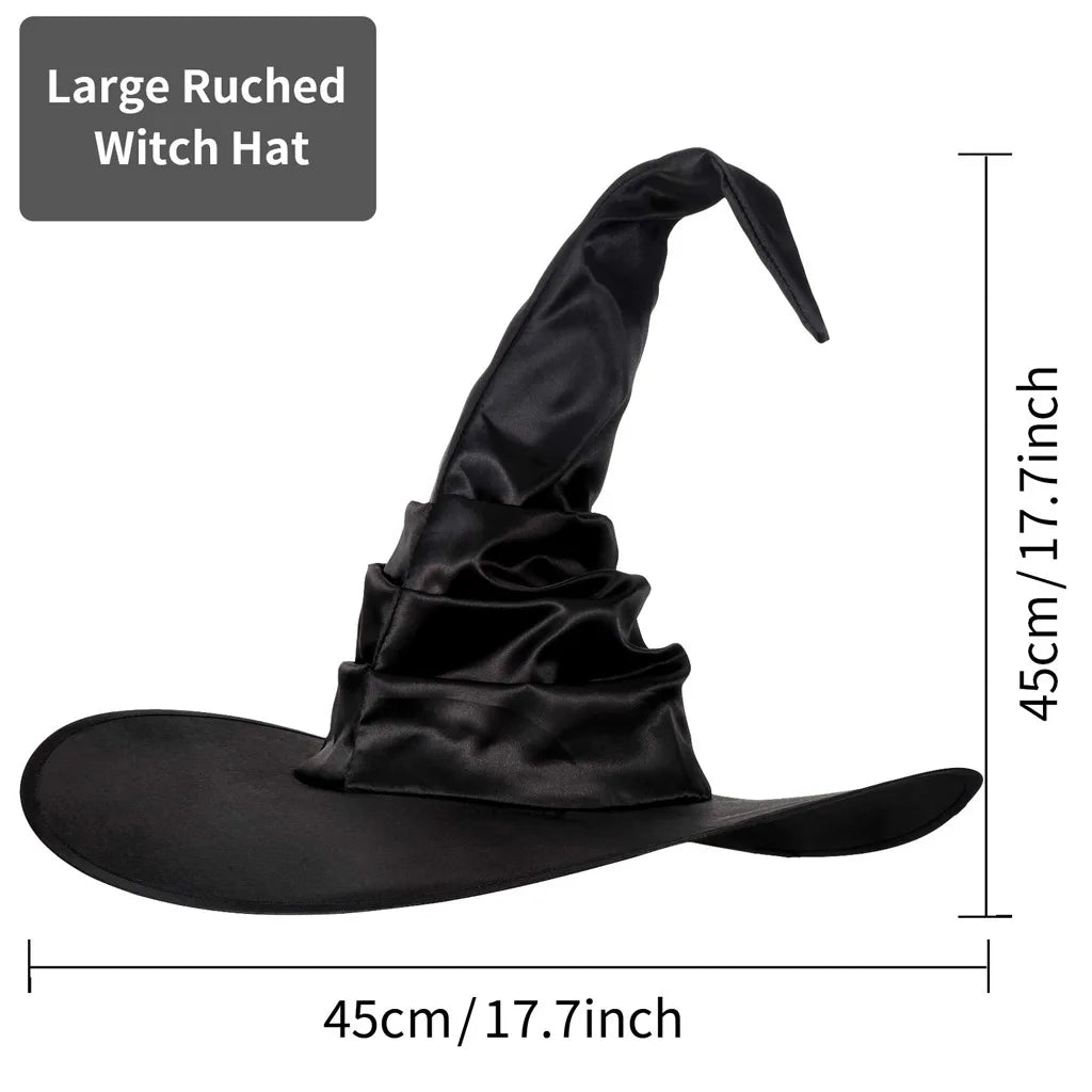 Halloween Folds Witch Wizard Black Hat Party Cosplay Costume Headgear Devil Cap Props Decoration Supplies for Adult Women Men