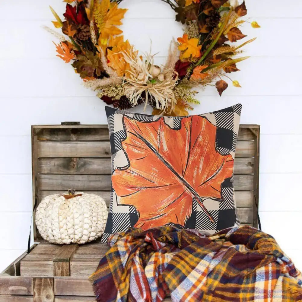 Fall Pumpkin & Maple Leaf Pillow Covers