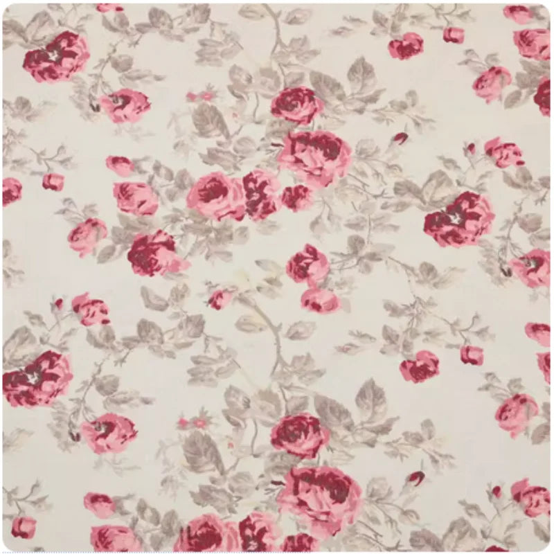 Rose Flower Print Fabric, 100% Cotton, Handmade DIY Bag, Pillow, Back Cushion, Sewing Tissue, CR-1939