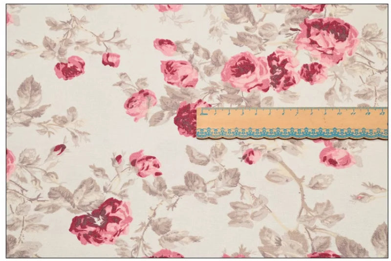 Rose Flower Print Fabric, 100% Cotton, Handmade DIY Bag, Pillow, Back Cushion, Sewing Tissue, CR-1939