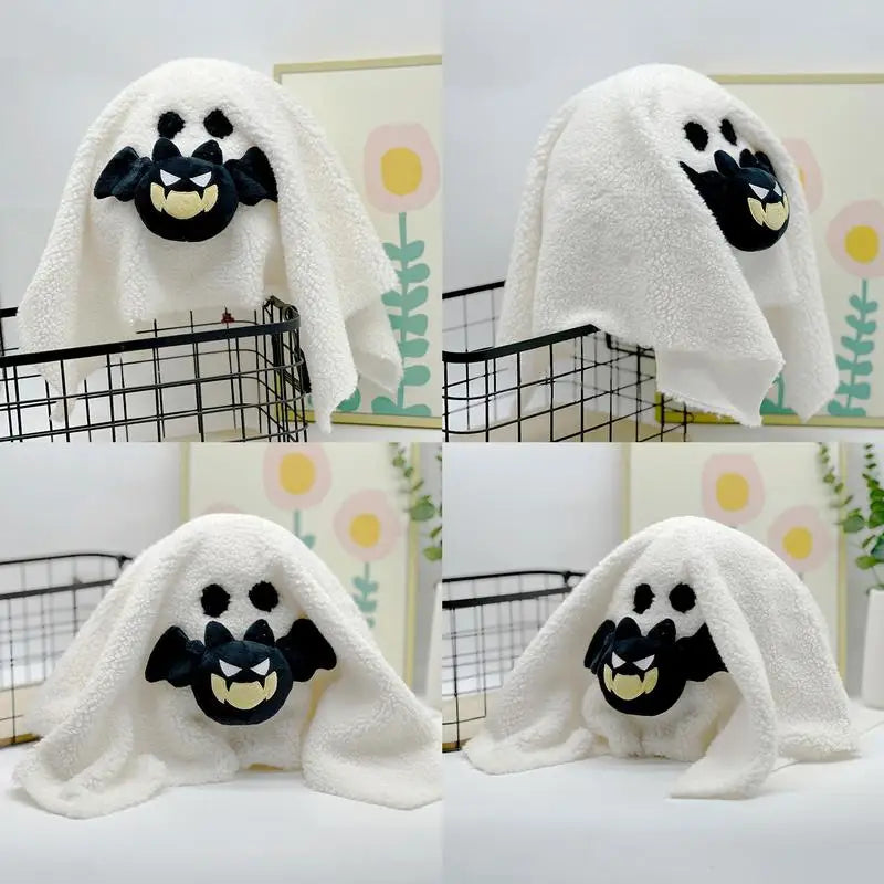 Ghost Plush Pillow with Bat