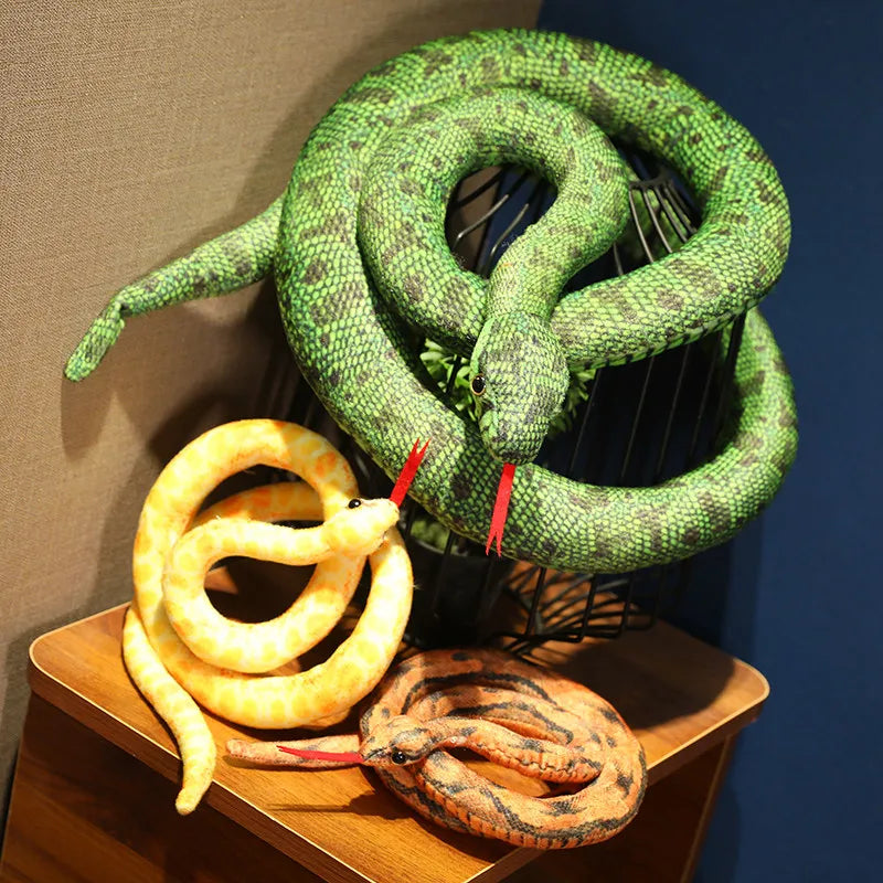 Realistic Plush Python Snake Pillow for Home Decor