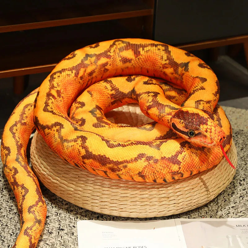 Realistic Plush Python Snake Pillow for Home Decor