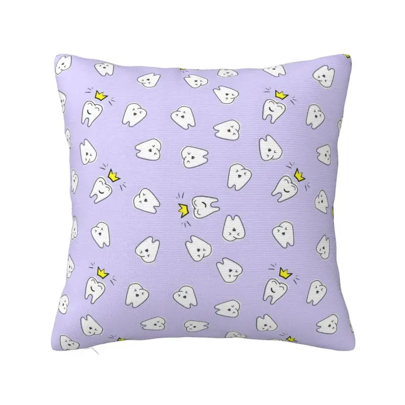 Custom Kawaii Tooth Fairy Pattern Teeth Pillow Case Care Dental Health Chair Cushion Cover Square Pillowcase