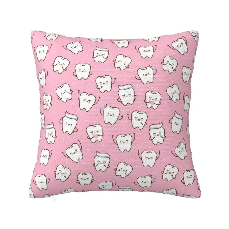 Custom Kawaii Tooth Fairy Pattern Teeth Pillow Case Care Dental Health Chair Cushion Cover Square Pillowcase