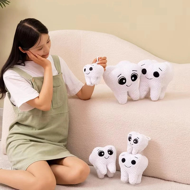 Cute imitation tooth plush toy cute white tooth plush soft pillow funny sofa cushion decoration children's gifts