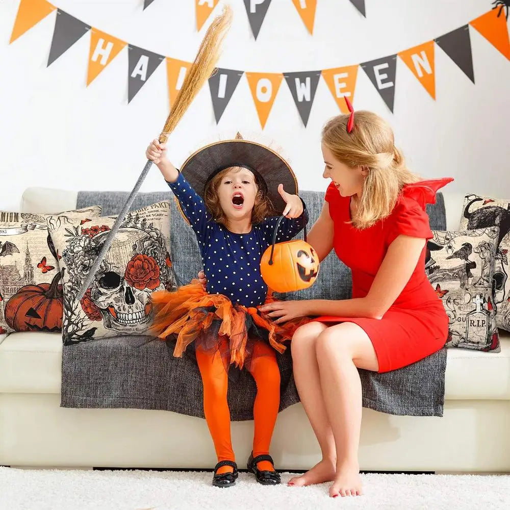 Pumpkin & Skull Pillow Case