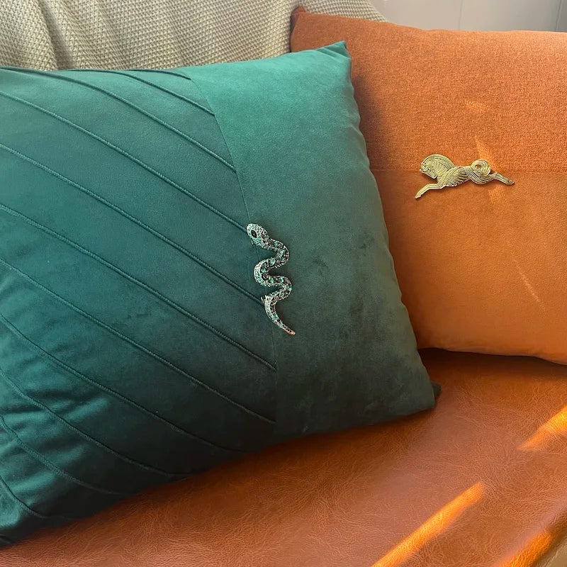 Luxury Velvet Snake Horse Pillow Cover