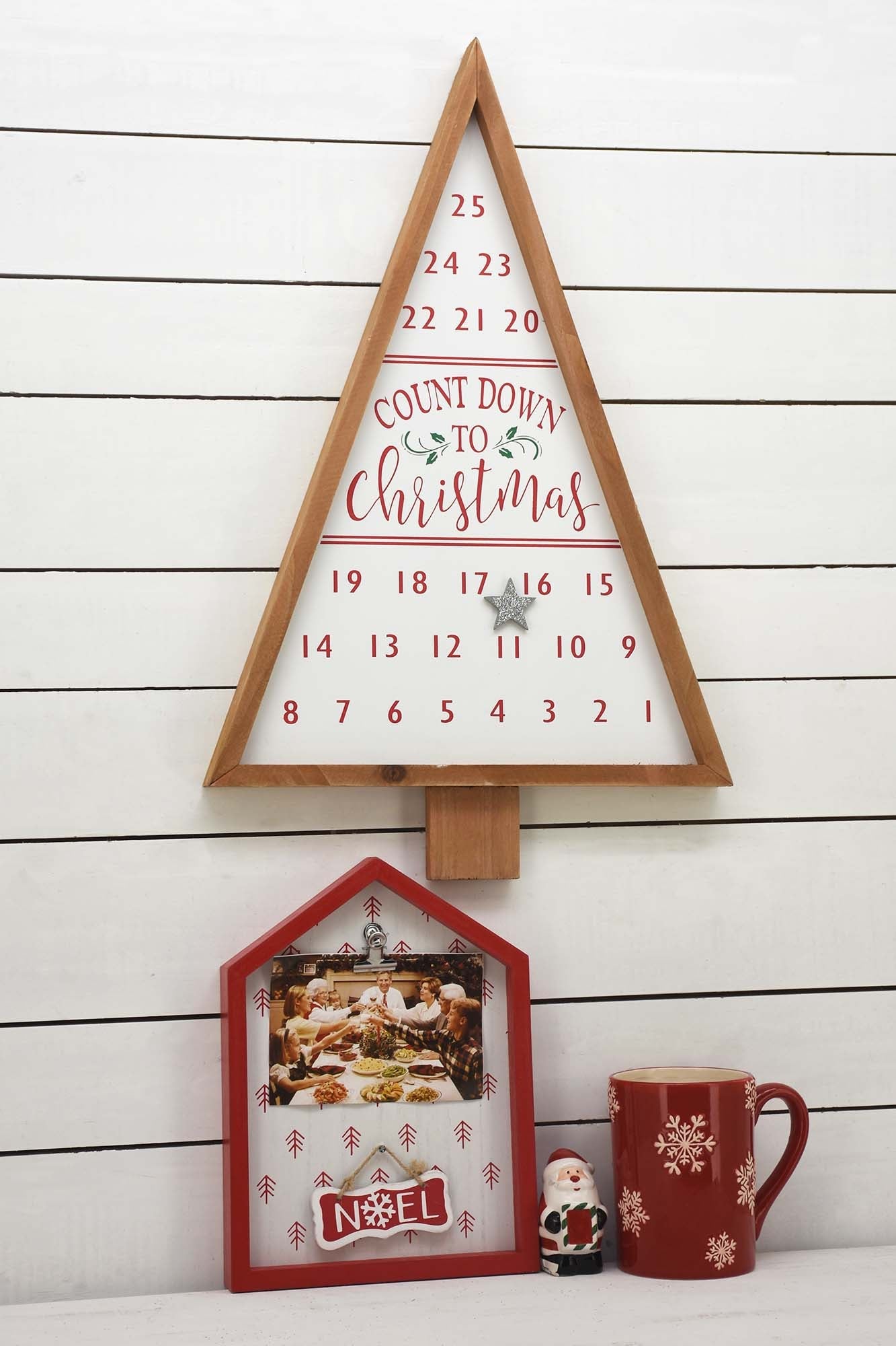 Wood Wall Countdown Calendar Sign with Star Magnet