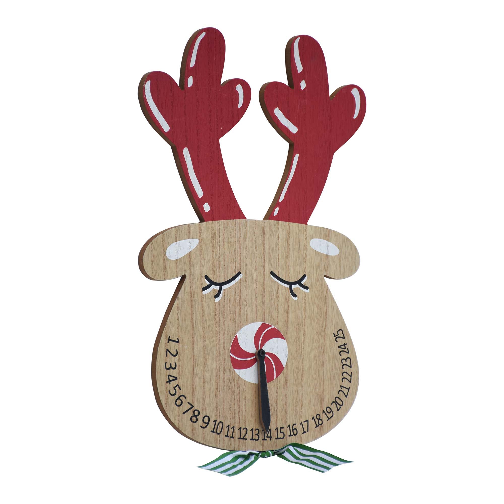 Reindeer Shaped Wood Wall Christmas Countdown Calendar