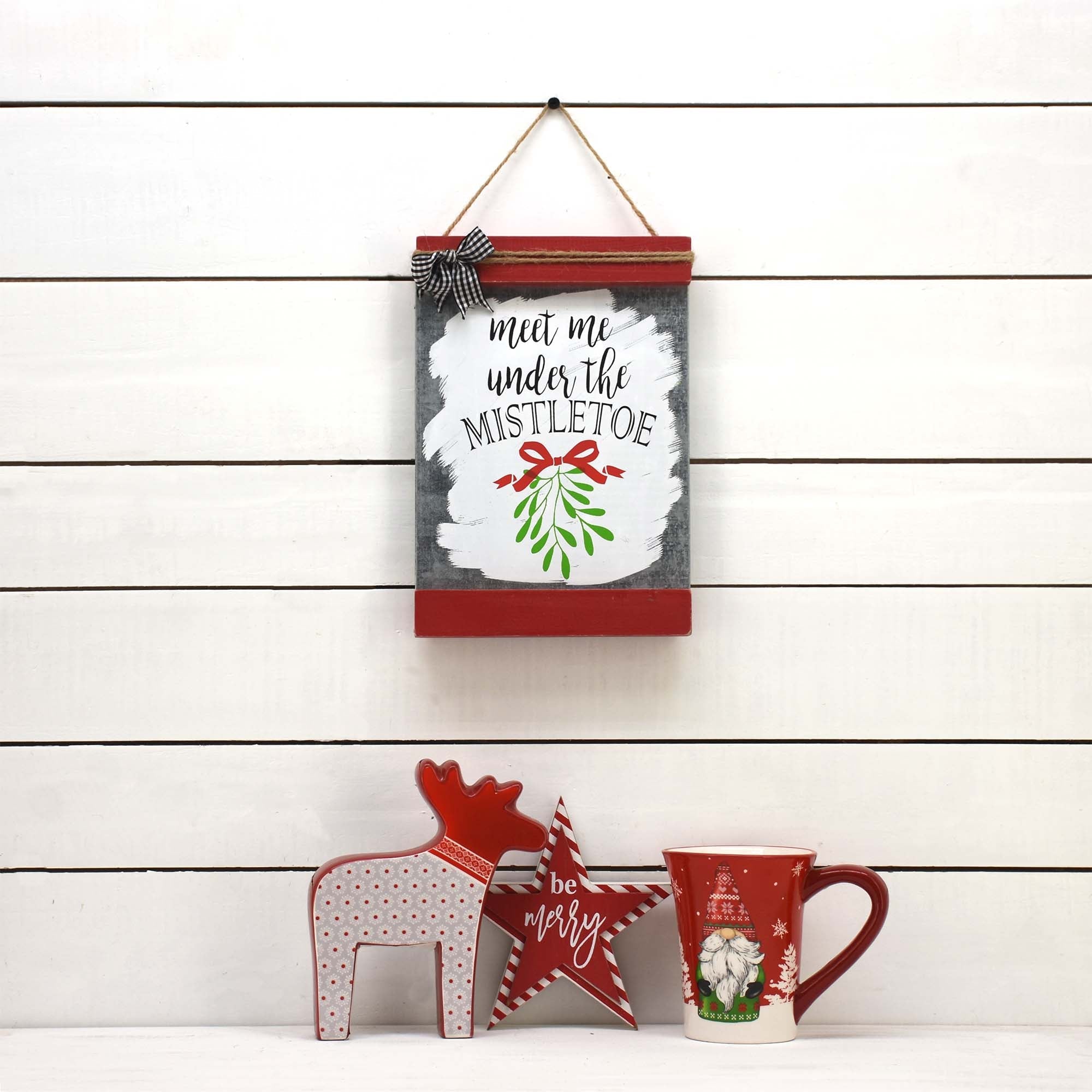 Meet Me Under the Mistletoe Wood and Metal Wall Decor