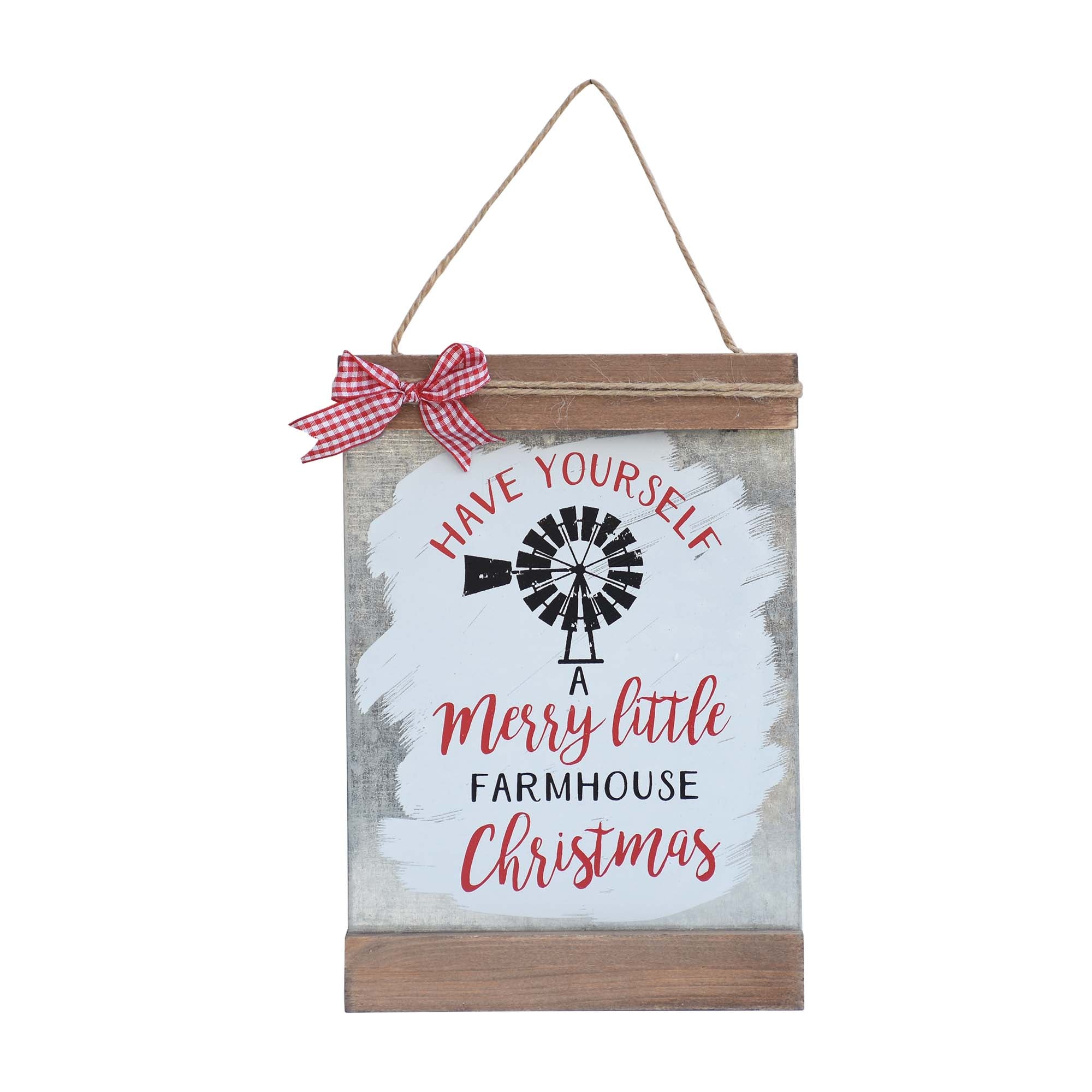 Wood and Metal Hanging Sign- A Merry Little Christmas