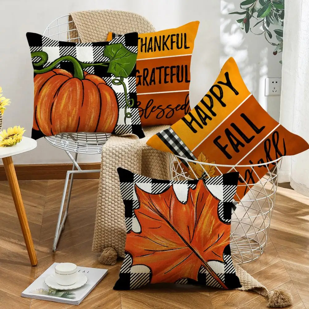 Fall Pumpkin & Maple Leaf Pillow Covers