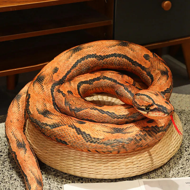 Realistic Plush Python Snake Pillow for Home Decor