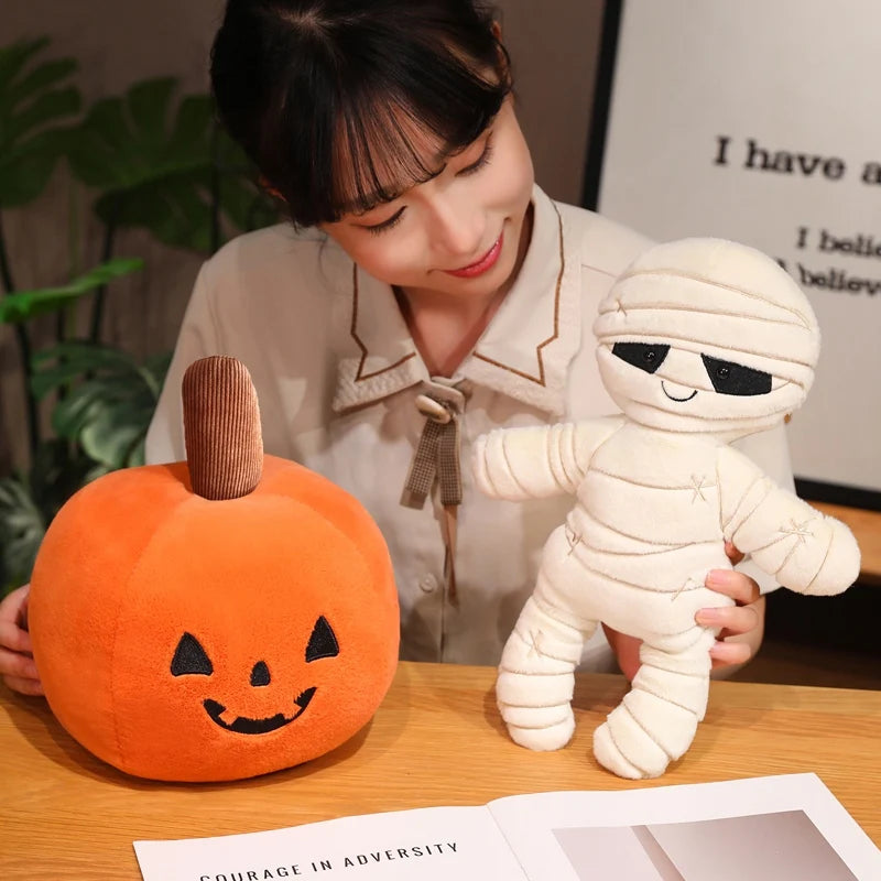 Halloween Plush Pumpkin & Mummy