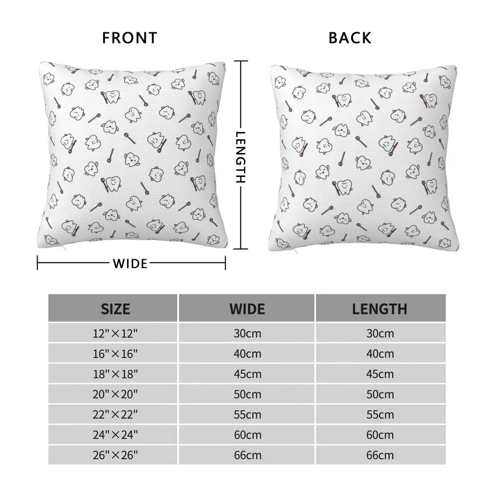 Custom Kawaii Tooth Fairy Pattern Teeth Pillow Case Care Dental Health Chair Cushion Cover Square Pillowcase