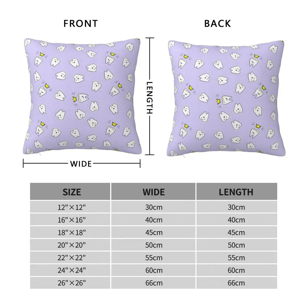 Custom Kawaii Tooth Fairy Pattern Teeth Pillow Case Care Dental Health Chair Cushion Cover Square Pillowcase