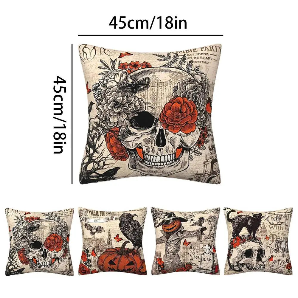 Pumpkin & Skull Pillow Case