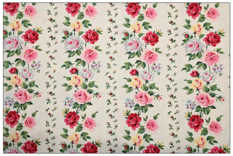 Rose Flower Print Fabric, 100% Cotton, Handmade DIY Bag, Pillow, Back Cushion, Sewing Tissue, CR-1939