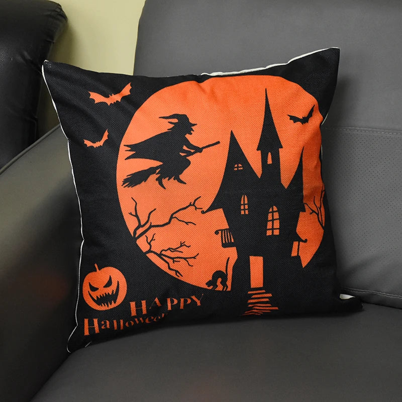 Halloween Ghost & Pumpkin Cushion Cover