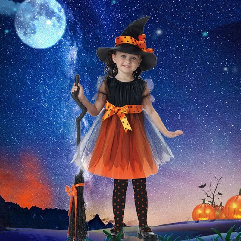 Girls' Witch Costume Set with Hat