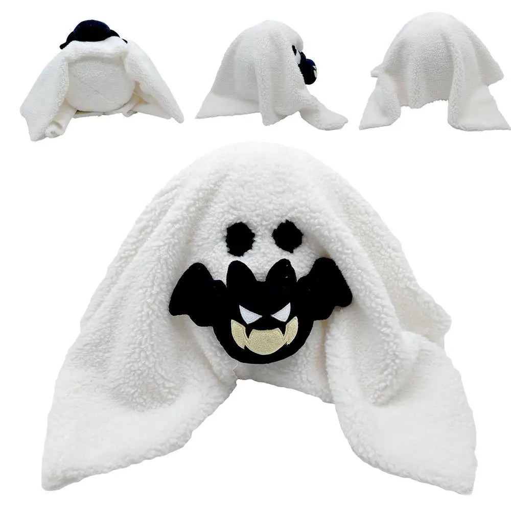 Ghost Plush Pillow with Bat