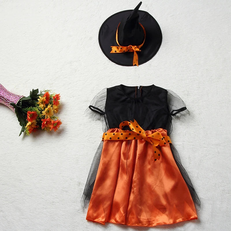 Girls' Witch Costume Set with Hat