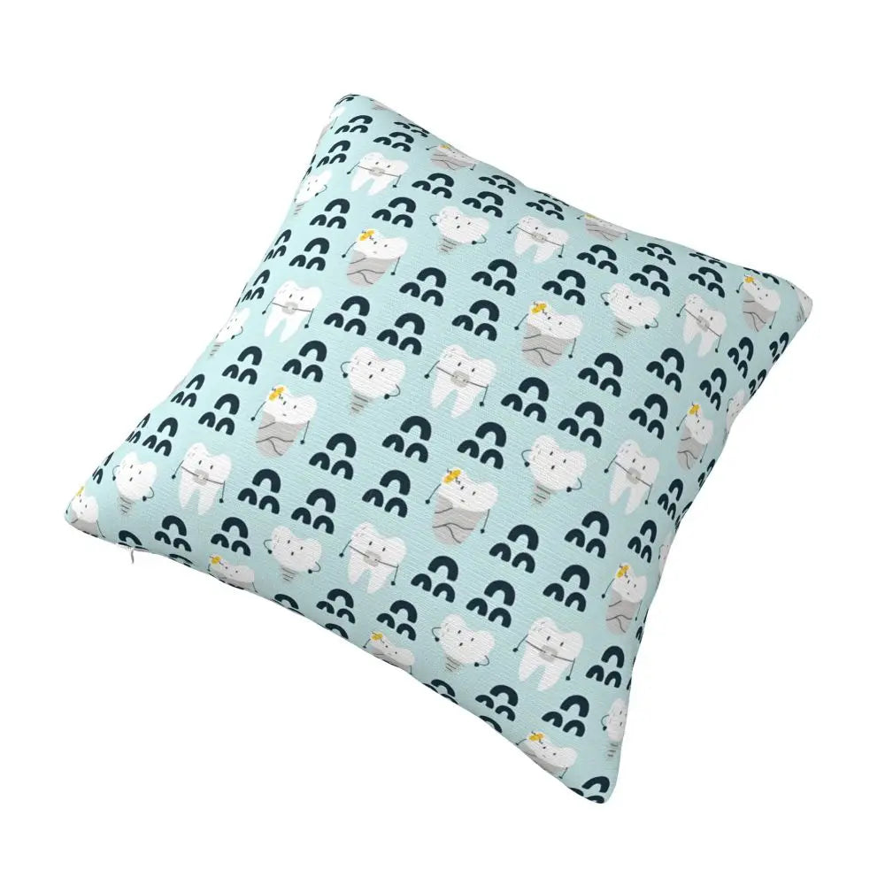 Custom Kawaii Tooth Fairy Pattern Teeth Pillow Case Care Dental Health Chair Cushion Cover Square Pillowcase