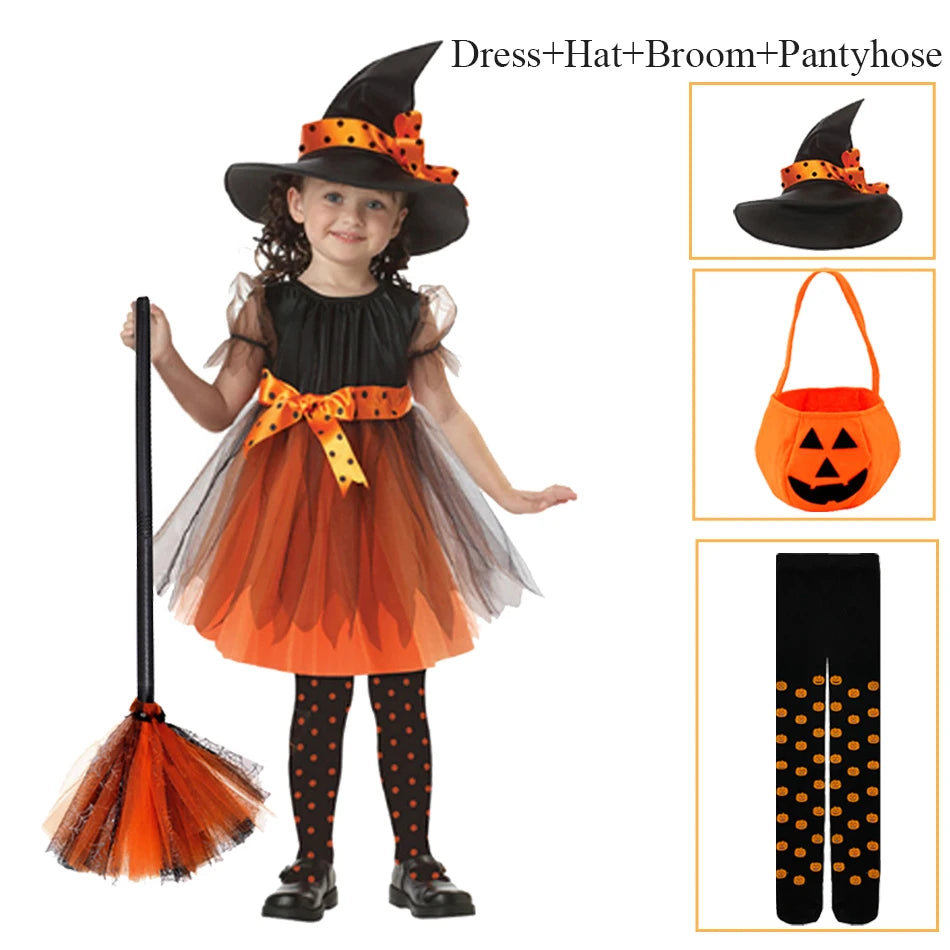 Girls' Witch Costume Set with Hat