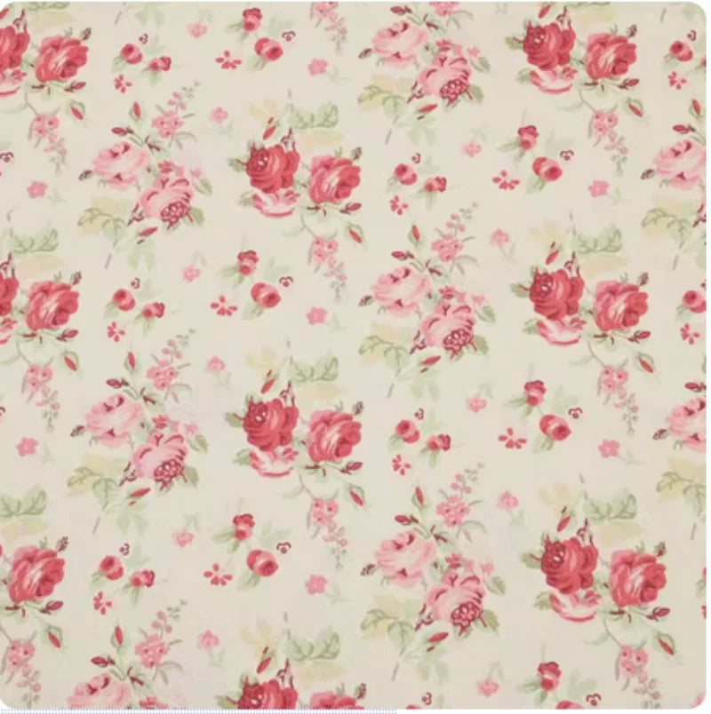 Rose Flower Print Fabric, 100% Cotton, Handmade DIY Bag, Pillow, Back Cushion, Sewing Tissue, CR-1939