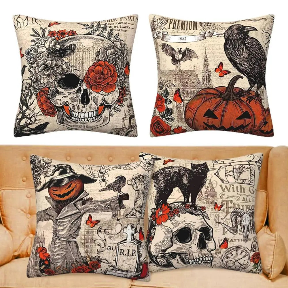 Pumpkin & Skull Pillow Case