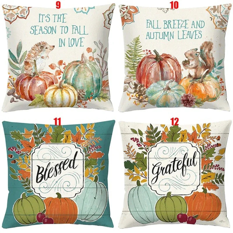 Halloween Pumpkin Linen Cushion Cover