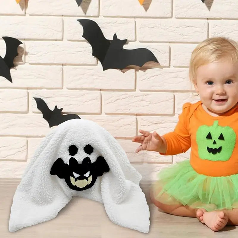 Ghost Plush Pillow with Bat