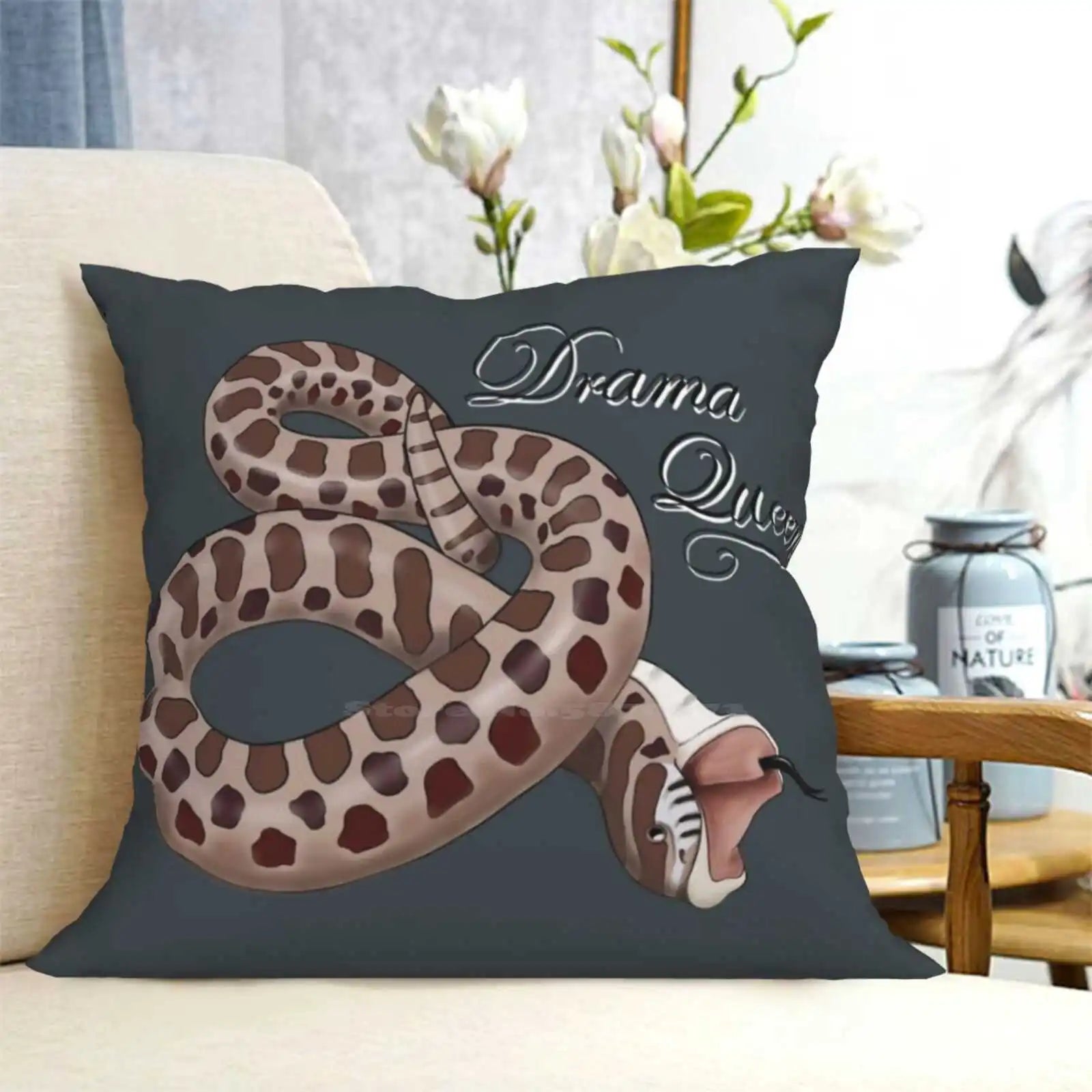 Drama Queen of Snake Pillow Cover