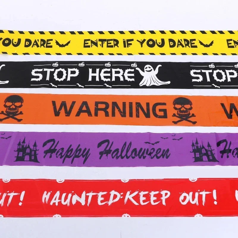 Halloween Isolation Warning Strip Scene Decoration Props Halloween Europe and The United States Skull Decoration Warning Strip