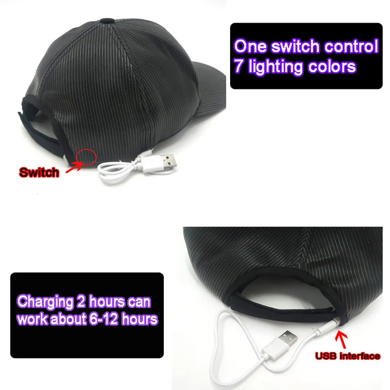 LED Light up Baseball Hat Flashing Glow Rave Party Cap Halloween trick or treat funny Pumpkin hat for man women cosplay costume