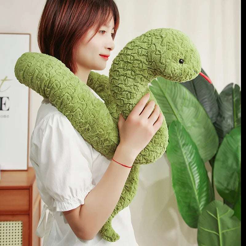 Green Cartoon Snake Pillow