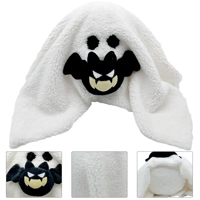 Ghost Plush Pillow with Bat