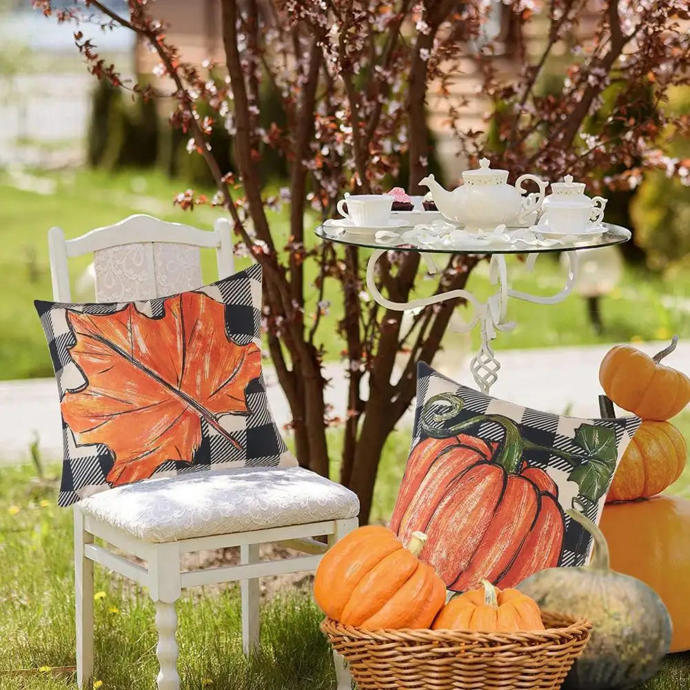 Fall Pumpkin & Maple Leaf Pillow Covers