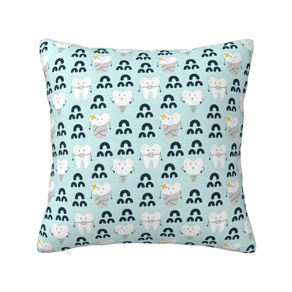 Custom Kawaii Tooth Fairy Pattern Teeth Pillow Case Care Dental Health Chair Cushion Cover Square Pillowcase