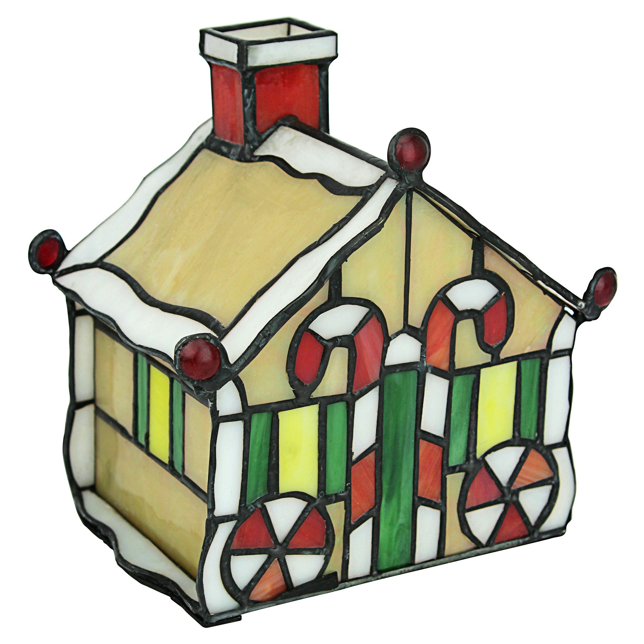 Christmas Gingerbread House Stained Glass Lamp Illuminated Sculpture